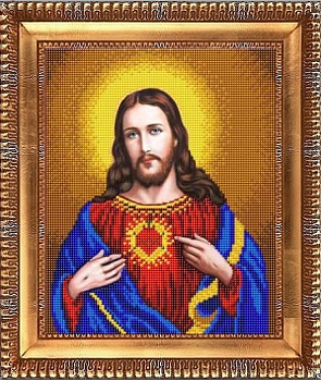 Рисунок на ткани бисером БЛАГОВЕСТ арт.К-4031 Открытое сердце Иисуса 20x25 см