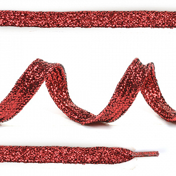 Шнурки плоские 10мм металлизированые дл.120см цв. красный МХ- 314 S (50 компл)