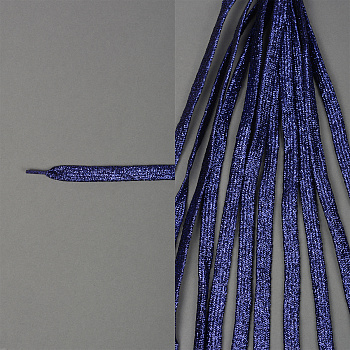 Шнурки плоские 10мм металлизированые дл.100см цв. синий МХ-346S (10 компл)