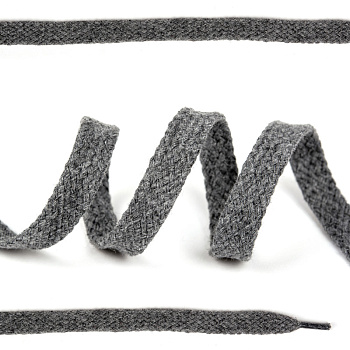 Шнурки плоские 10мм классическое плетение х/б дл.150см цв.029 серый (10 комп)