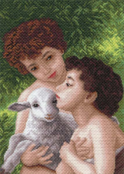 Рисунок на канве МАТРЕНИН ПОСАД арт.37х49 - 1616 Дети и овечка