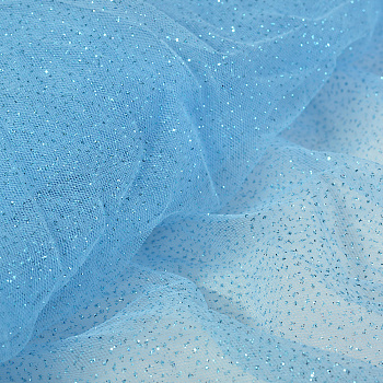 Фатин с блестками арт.1624-42 шир.150см 100% полиэстер цв.голубой рул.15-28м
