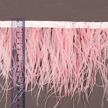 Перья на ленте Страус арт.FBY-15-123 шир.15см цв. нежно-розовый уп.2м