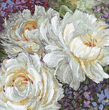 Набор для вышивания LETI арт. 930 Белые розы 30х30 см