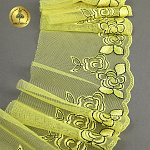 Кружево вышивка на сетке KRUZHEVO арт.TBY.OG74 шир.135мм цв.желтый,правая уп.6м