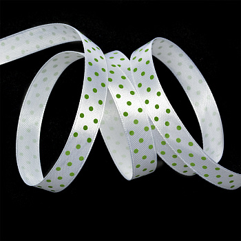 Лента атласная Ideal арт.LDAG02957912 (19) горошек 12мм цв.белый-зеленый уп.27,4м