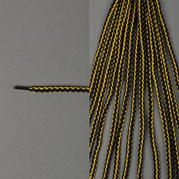 Шнурки круглые вязальные 4мм без наполнителя дл.100 см цв. черно-желтый, продольная полоска (25 компл)