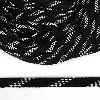 Шнур плоский х/б 10мм турецкое плетение TW цв.032/001 черно-белый уп.50м