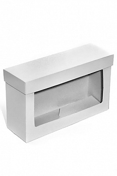 Коробка белая 141/00 прямоуг. верт. с окном (25х8,5х15см)