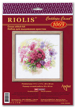 Набор для вышивания РИОЛИС арт.1069 Акварельные флоксы 30х30 см