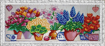 Рисунок на ткани (Бисер) КОНЁК арт. 1221 Цветочный ряд 25х65 см