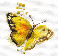 Набор для вышивания АЛИСА арт.0-147 Яркие бабочки. Желтая 9х8 см