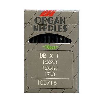 Иглы для промышленных швейных машин ORGAN арт.DBx1 № 100 для прямострочных  уп.10 игл