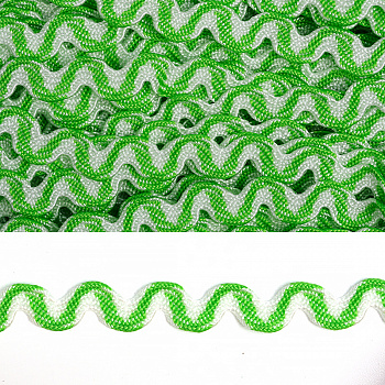 Тесьма плетеная вьюнчик арт.С-3726 (3582) г17 шир.7мм (5мм) рис.9313 цв.149 св.зеленый-белый уп.20м