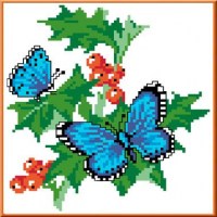 Набор для вышивки КАРОЛИНКА арт. КТКН-013 Бабочки на смородине 14,7х13,5 см