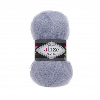 Пряжа для вязания Ализе Mohair classic (25% мохер, 24% шерсть, 51% акрил) 5х100г/200м цв.051 св.голубой