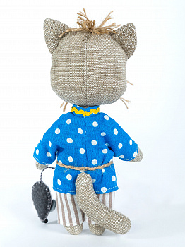 Набор для изготовления игрушки из льна и хлопка арт.ПЛДК-1454 Домовитый кот Василий 16,5 см