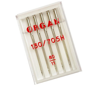 Иглы для бытовых швейных машин ORGAN универсальные №80, уп.5 игл
