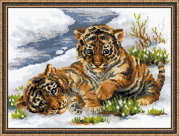 Набор для вышивания РИОЛИС арт.1564 Тигрята в снегу 40х30 см