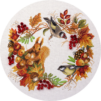 Набор для вышивания PANNA арт. PS-1615 Осенний венок 24,5х26,5 см