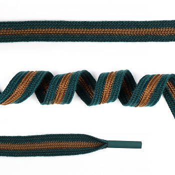 Шнурки TBY декоративные плоские 15мм 130см арт.SLF053 цв.т. зеленый/коричневый уп.10шт