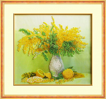Набор для вышивания бисером ПАУТИНКА арт.Б-1203 Мимоза с лимонами 32х28 см