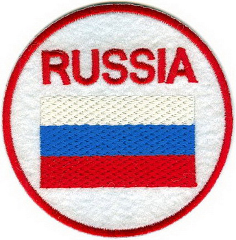Термоаппликация Russia арт.TBY.FLAG.2 цв.красн/бел/син Ø80мм уп.10шт