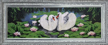 Рисунок на ткани бисером КРАСА И ТВОРЧЕСТВО арт.10412 Лебединое озеро 76х25 см