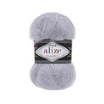 Пряжа для вязания Ализе Mohair classic (25% мохер, 24% шерсть, 51% акрил) 5х100г/200м цв.052 св.серый