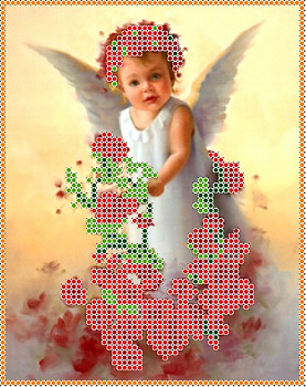 Рисунок на ткани КАРОЛИНКА арт. КБА-5003 Ангел в розах 13х16,5 см