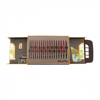 20641 Knit Pro Набор съемных спиц для вязания Knit & Purr кабельное соединение, дерево, 9 видов спиц в наборе