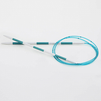 42082 Knit Pro Спицы круговые для вязания SmartStix 2,25мм/80см, алюминий, серебристый/изумрудный