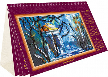 Набор для вышивания бисером на натуральном холсте АБРИС АРТ арт. AK-002 Календарь Пейзажи 13,2х38 см