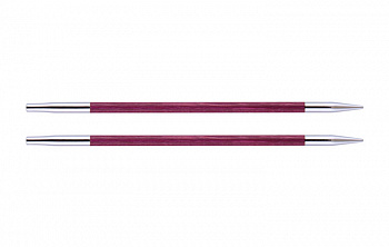 29275 Knit Pro Спицы съемные для вязания Royale 4мм для длины тросика 20см, ламинированная береза, розовая фуксия, 2шт