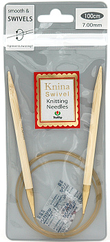 1000700 Tulip Спицы круговые для вязания Knina Swivel  7мм / 100см, натуральный бамбук