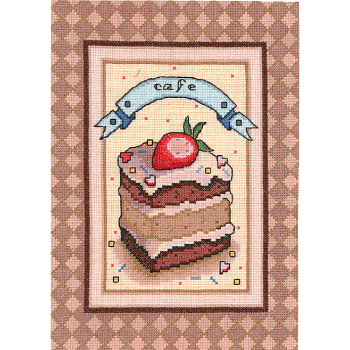Набор для вышивания мулине НИТЕКС арт.0163 Клубничное пирожное 19х25,5 см