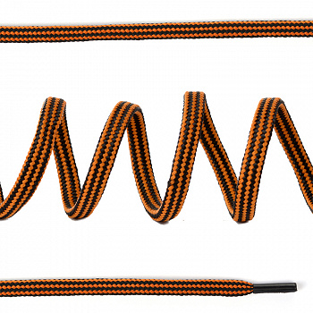 Шнурки круглые вязальные 4мм без наполнителя дл.100 см цв. черно-горчичный, продольная полоска (25 компл)