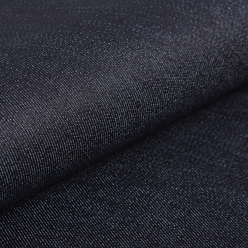 Ткань джинс однотонный 145г/м² шир.150см 70% хлопок,25% полиэстер 5% эластан арт.823 цв.2 черный рул.20-60 м
