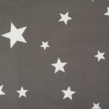 Ткань сатин Звезды, 048РС (А), 120г/м², 100% хлопок, шир.220см, цв.серый уп.10м