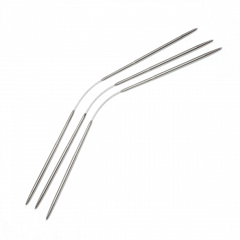 Спицы чулочные для вязания гибкие с металлическим тросиком Maxwell Black, сталь d 3.0 мм 21 см 3 шт