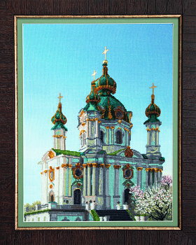 Набор для вышивания с рисунком на канве ЧАРИВНА МИТЬ арт.РК-072 Андреевская церковь 26,5х35 см