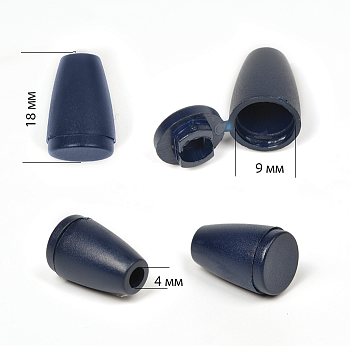 Наконечник для шнура пластик арт. 27106Н (Ø 4мм) цв.т.синий уп.100шт