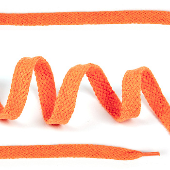Шнурки плоские 10мм классическое плетение х/б дл.150см цв.008 оранжевый (10 комп)