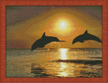 Набор для изготовления картин АЛМАЗНАЯ ЖИВОПИСЬ арт.АЖ.1089 Игры дельфинов 40х30 см