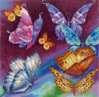 Набор для вышивания СДЕЛАЙ СВОИМИ РУКАМИ арт.Р-11 Радужные бабочки 28х28 см