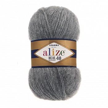 Пряжа для вязания Ализе Angora Real 40 (40% шерсть, 60% акрил) 5х100г/480м цв.182 средне-серый