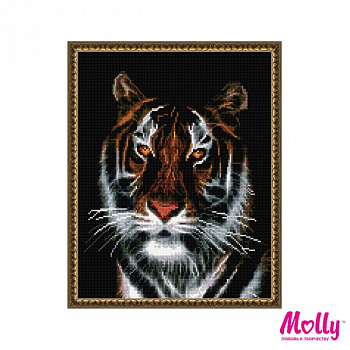Картины мозаикой Molly арт.KM0007/1 Портрет тигра (32 Цвета) 40х50 см