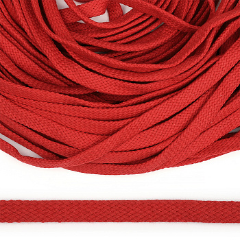 Шнур плоский х/б 12мм турецкое плетение TW цв.012 красный уп.50м