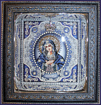 Набор для вышивания хрустальными бусинами ОБРАЗА В КАМЕНЬЯХ арт. 7724 Богородица Умиление (жемчуг) 24,5х21,5 см