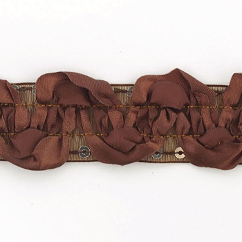 Тесьма с пайетками TBY арт.TH463-1 шир.25мм цв.032 коричневый уп.18,28м